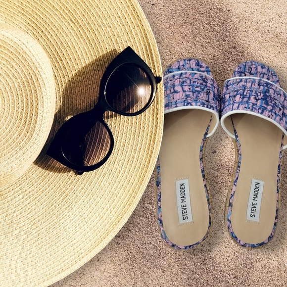 Steve Madden Woman's size 10M in pink and blue slip ons with 1.5" block heel. - Picture 3 of 8